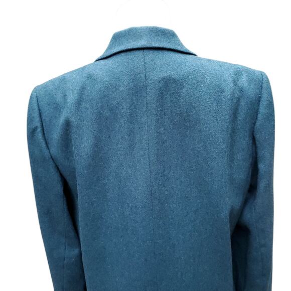 Vintage John Meyer Wool Poly Career Blazer Jacket Blue Teal Sz 14 - Picture 9 of 16